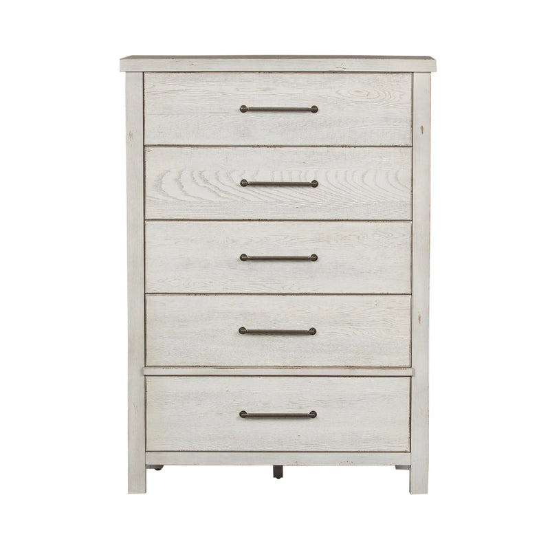 Modern Farmhouse 5 Drawer Chest in White image