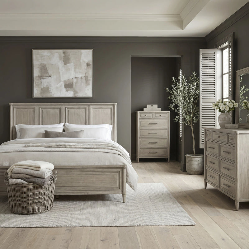 Rochelle Park California Panel Bed, Dresser & Mirror, Chest image
