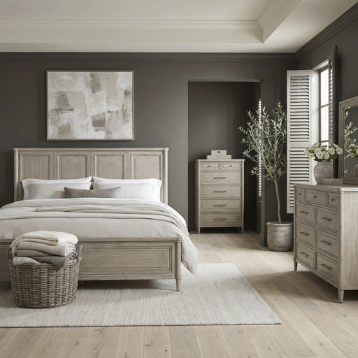 Rochelle Park Panel Bed, Dresser & Mirror, Chest image