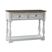 Magnolia Manor Hall Console in Antique White & Weathered Bark EST SHIP TIME APPX 4 WEEKS image
