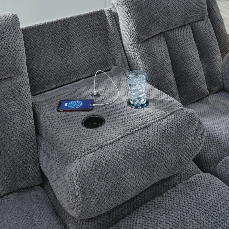 Greely Bend Power Reclining Sofa with Drop Down Table