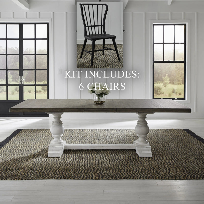 River Place Opt 7 Piece Trestle Table Set image