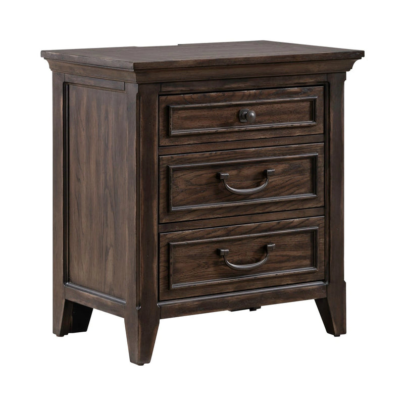 Paradise Valley Nightstand with Charging Station in Saddle Brown image