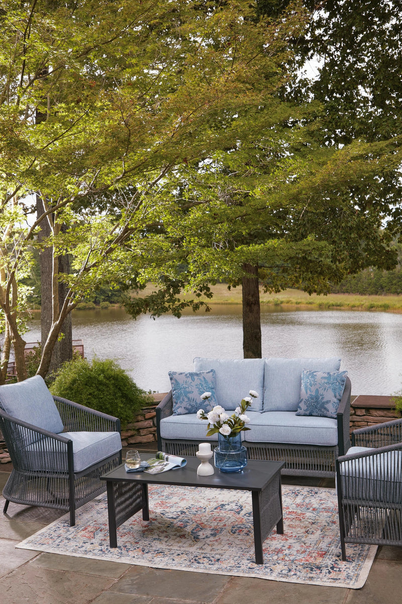 Bodega Island Outdoor Love/Chairs/Table Set (Set of 4)