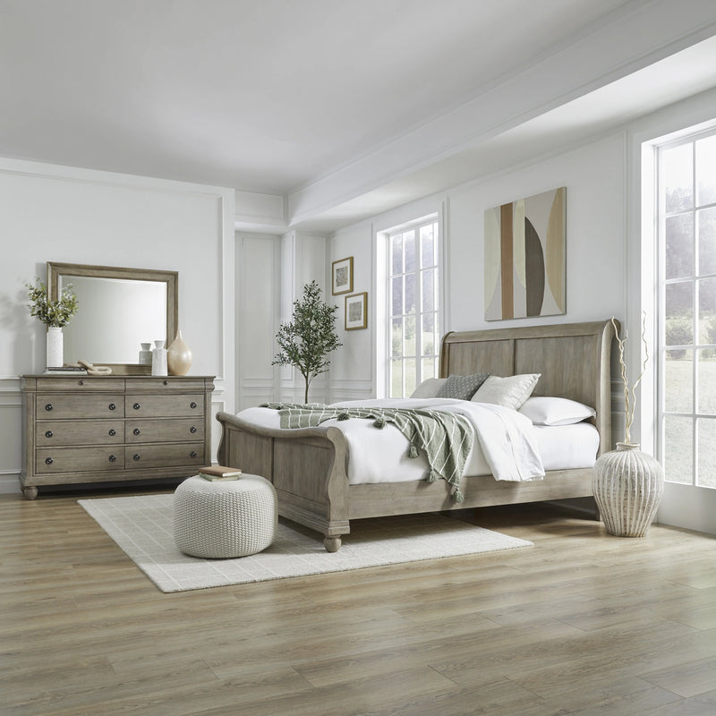 Rustic Traditions King Sleigh Bed, Dresser & Mirror image