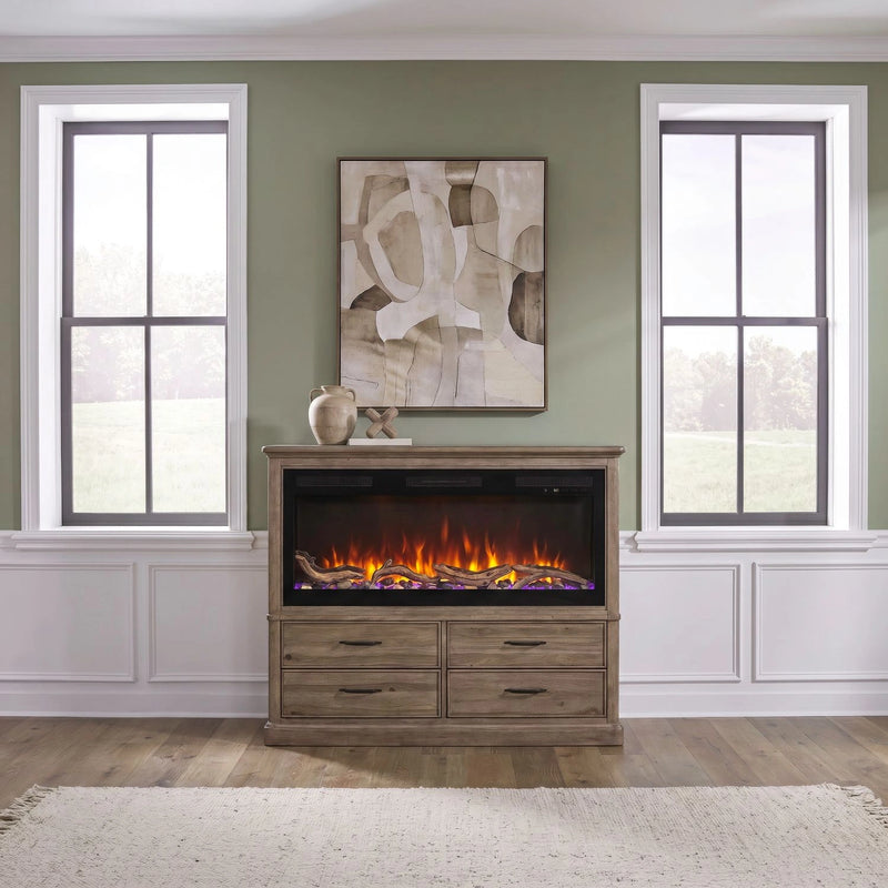 Fireplace TV Consoles 866 4 Drawer Chest w/ Driftwood Fire FTSD image