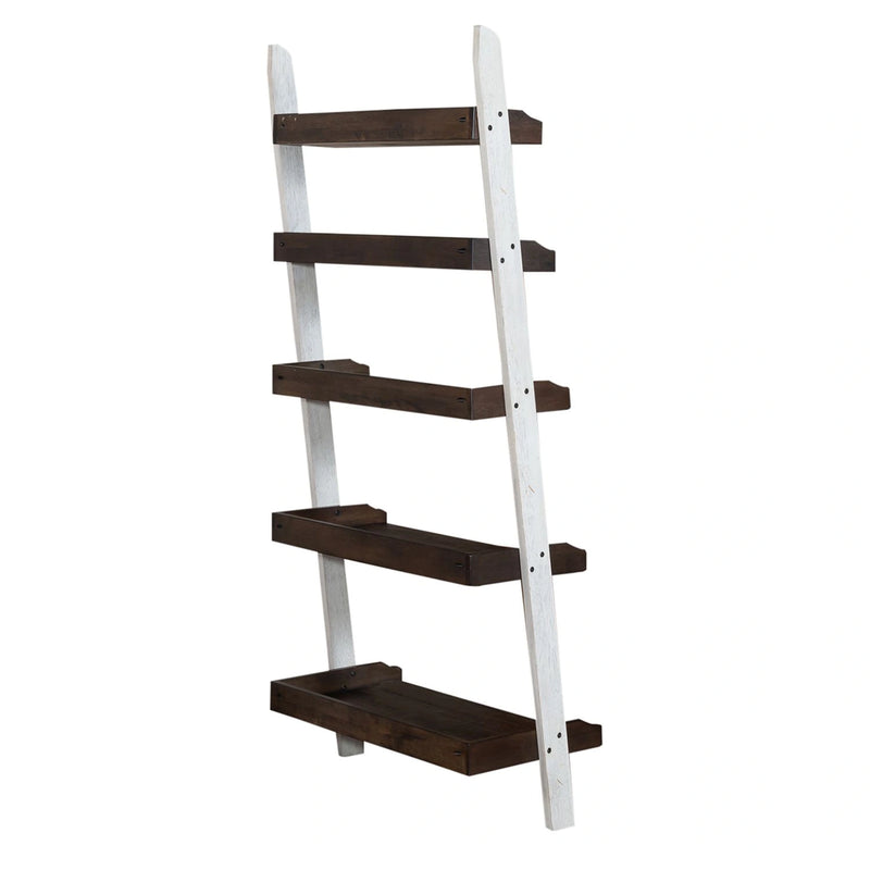Farmhouse Leaning Bookcase in White/Oak image
