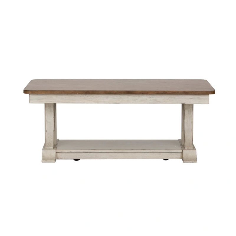 Farmhouse Reimagined Rectangular Cocktail Table in Antique White image