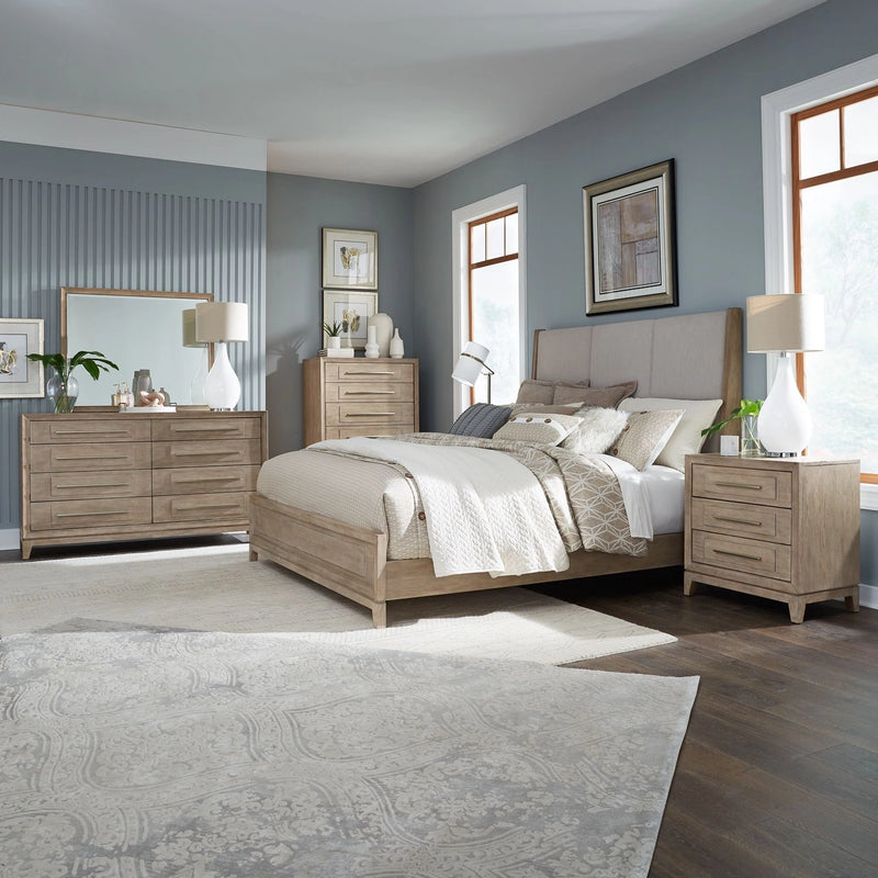 Brentwood King California Uph Bed, Dresser & Mirror, Chest, Night Stand image