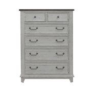 River Place 6 Drawer Chest in Riverstone White and Tobacco image