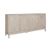 Kinsley 4 Door Accent Cabinet in Washed Taupe & Silver Champagne EST SHIP TIME APPX 4 WEEKS image