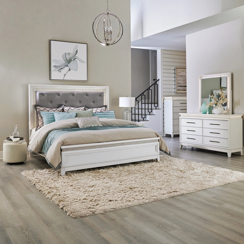 Reflections King California Uph Bed, Dresser & Mirror, Chest image