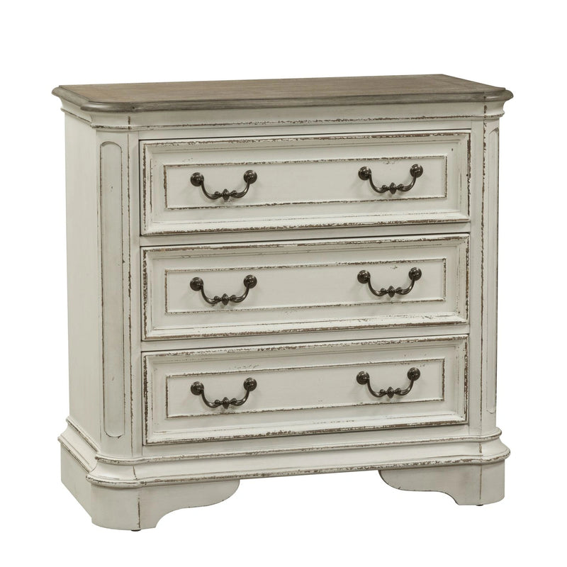Magnolia Manor 3 Drawer Bedside Chest in Antique White image