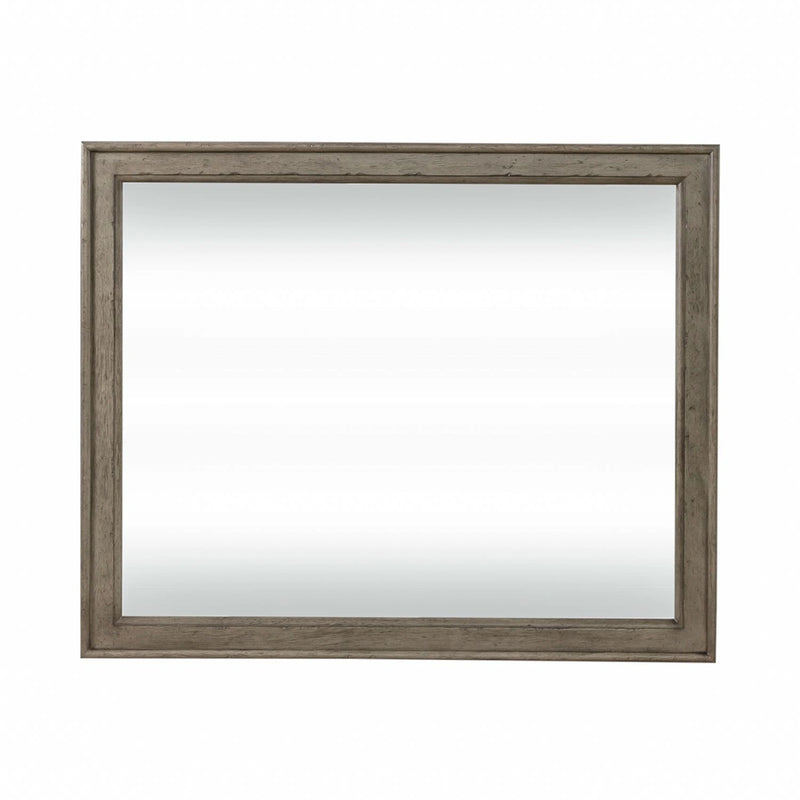 Americana Farmhouse Landscape Mirror in Dusty Taupe and Black image