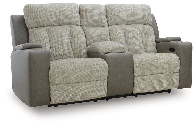 Stately Check Power Reclining Loveseat with Console