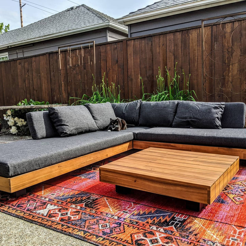 Lubek 100.5 Slate Gray Low Profile Outdoor Sectional with Free Lubek Cover