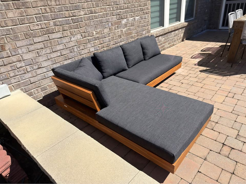 Lubek 100.5 Slate Gray Low Profile Outdoor Sectional with Free Lubek Cover